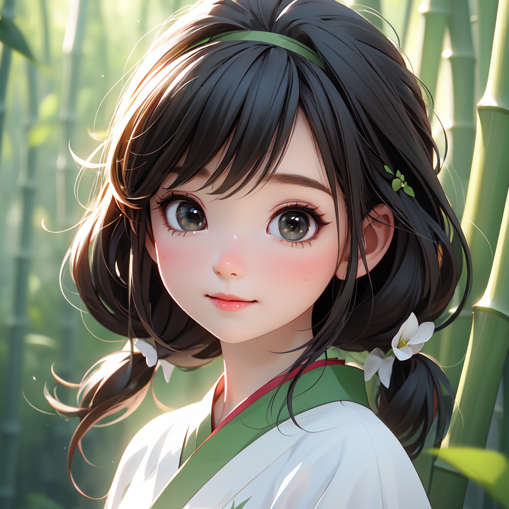 00647-1184777627-BFcutegirl,1girl,brown eyes,bust,black hair,hanfu,hair band,hair ornaments,white,green,bamboo forest,exquisite and beautiful fac.png